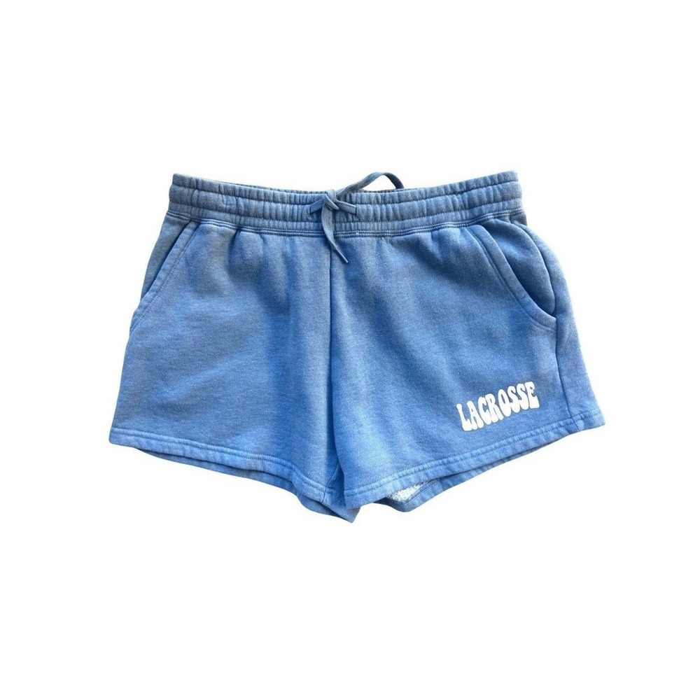 Independent Trading Co Women Shorts Medium Blue Lacrosse Graphic Sweatshorts